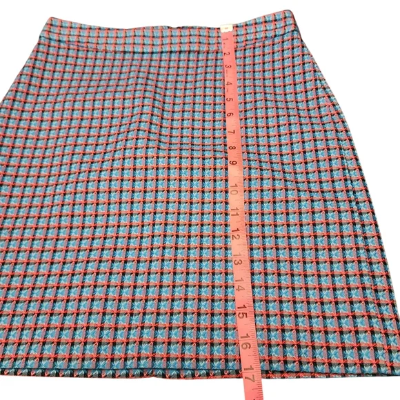 Marc By Marc Jacobs Designer Blue and Coral Plaid Checkered Mini Skirt Size 0 - Picture 7 of 8